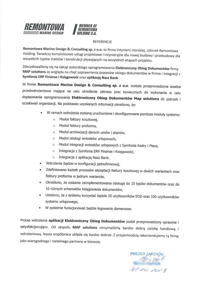 Referencje - Remontowa Marine Design & Consulting sp. z o.o.