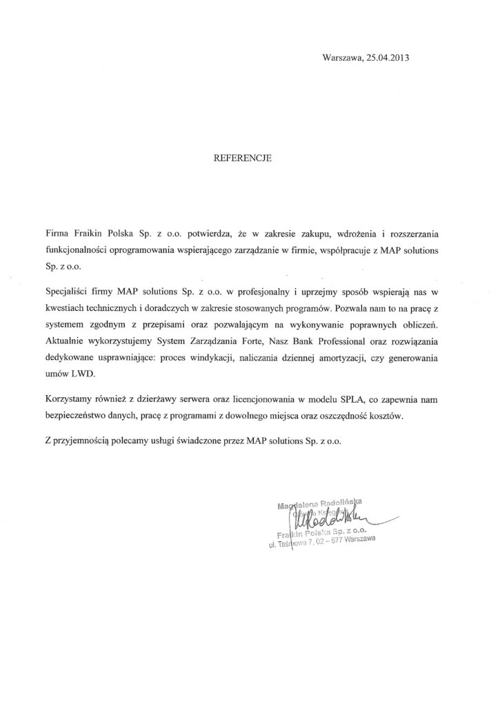 Referencje - Fraikin Polska Sp. z o.o.