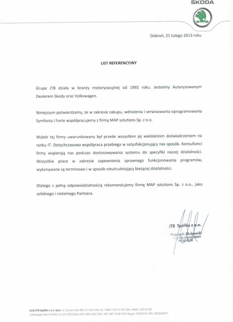 Referencje - Grupa JTB