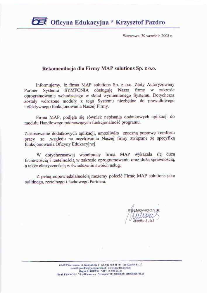 Referencje - Oficyna Edukacyjna Krzysztof Pazdro