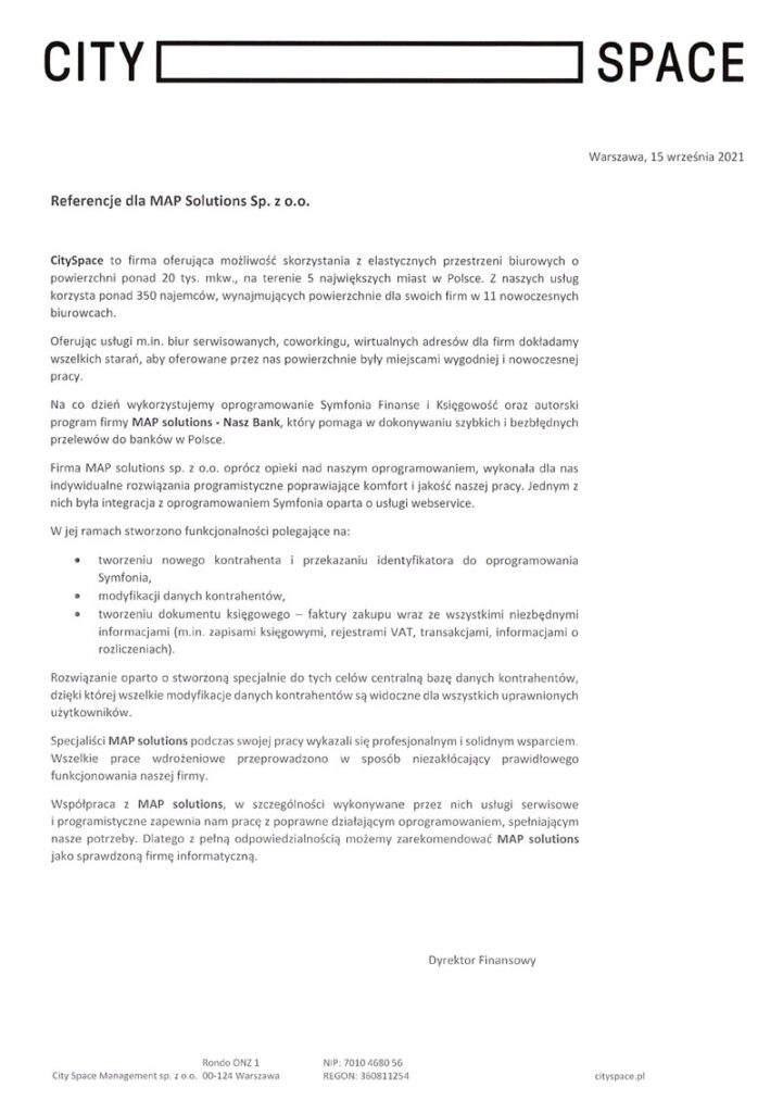 Referencje - CitySpace