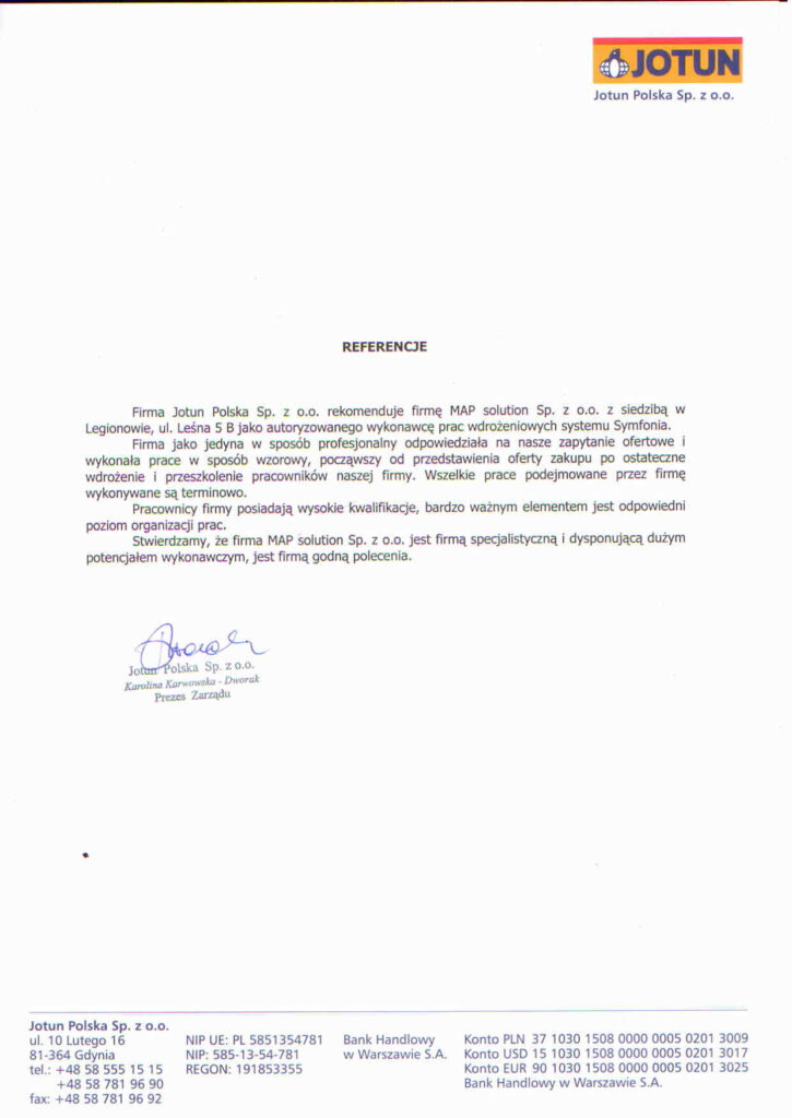 Referencje - Jotun Polska Sp. z o.o.