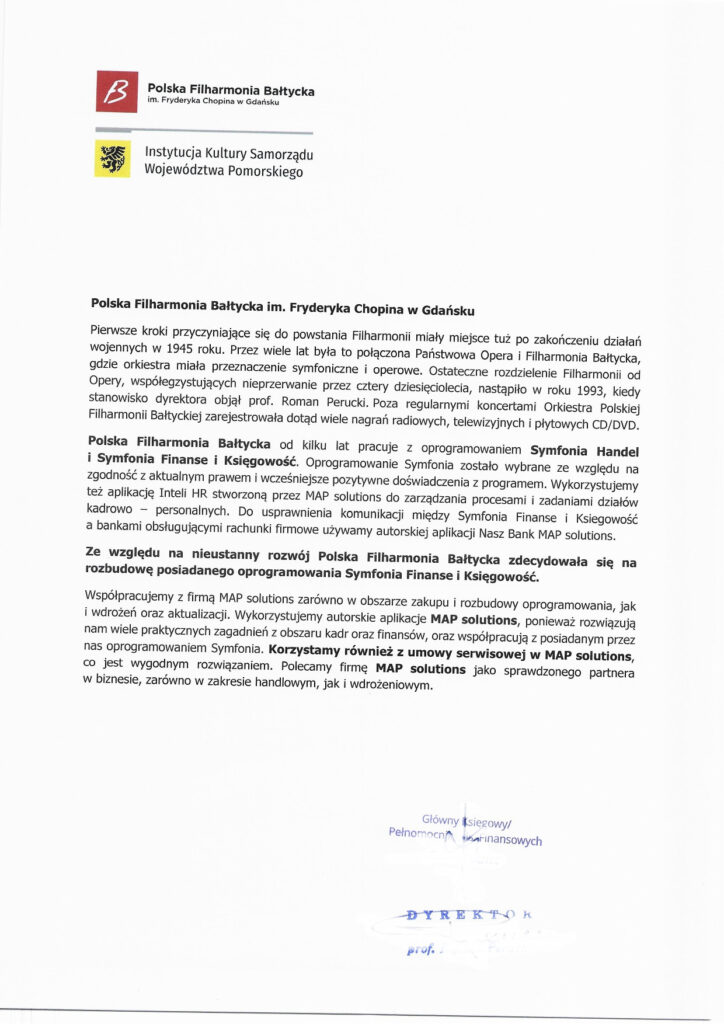 Referencje - Polska Filharmonia Bałtycka