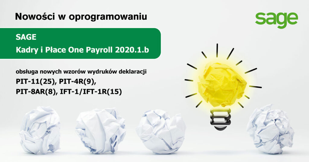Uaktualnienie aplikacji SAGE Kadry i Płace One Payroll 2020.1.b