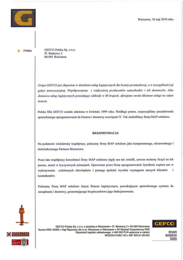 Referencje - GEFCO Polska