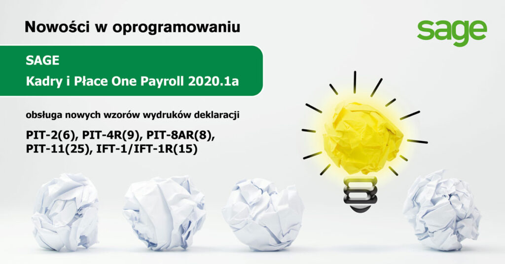 Uaktualnienie aplikacji SAGE Kadry i Płace One Payroll 2020.1a