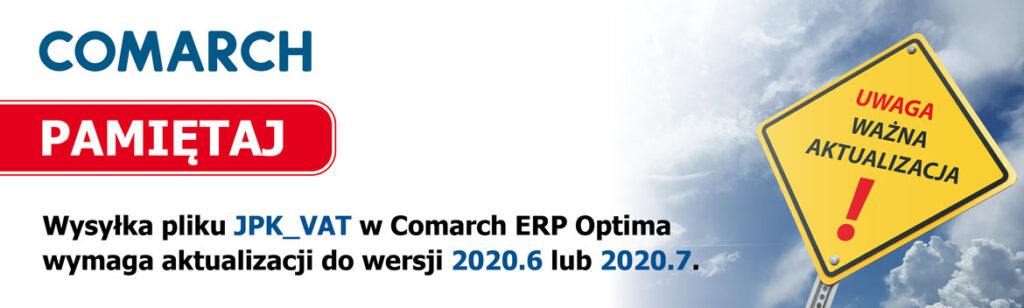 Informacja COMARCH – wysyłka pliku JPK_VAT w ERP OPTIMA