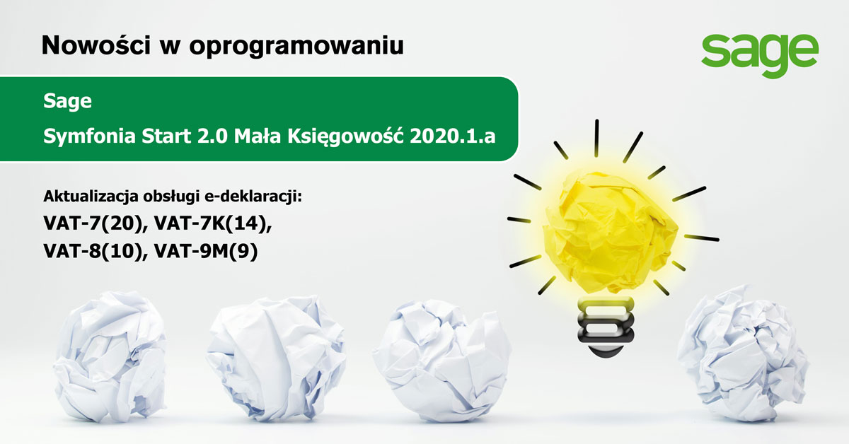 Uaktualnienie aplikacji SAGE Symfonia Start 2.0 Mała Księgowość 2020.1.a