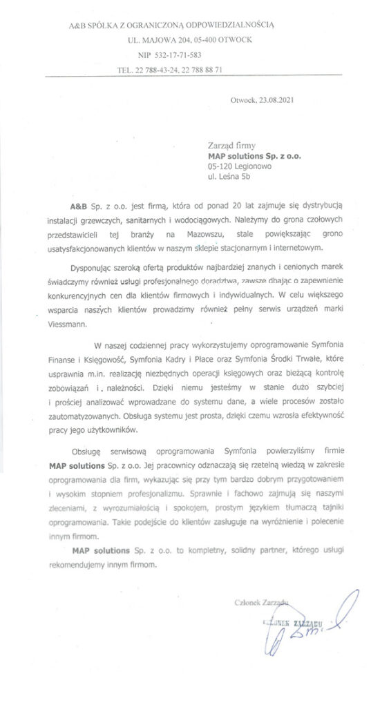 Referencje - A&B sp. z o.o.