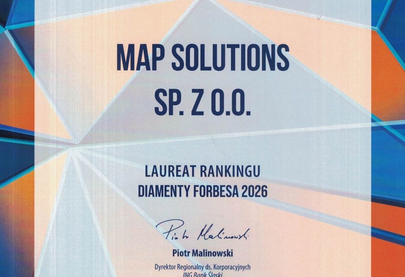 MAP solutions laureatem Diamentów Forbes 2026