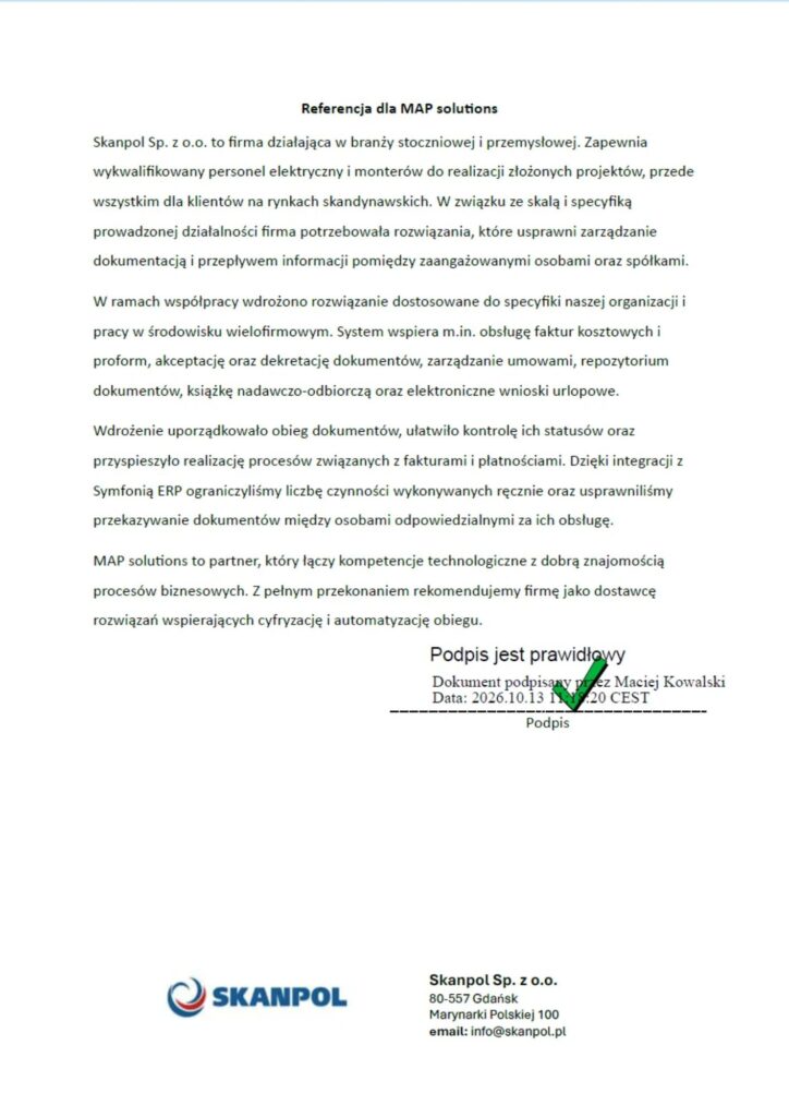 Referencje - Referencja Skanpol – Elektroniczny obieg dokumentów